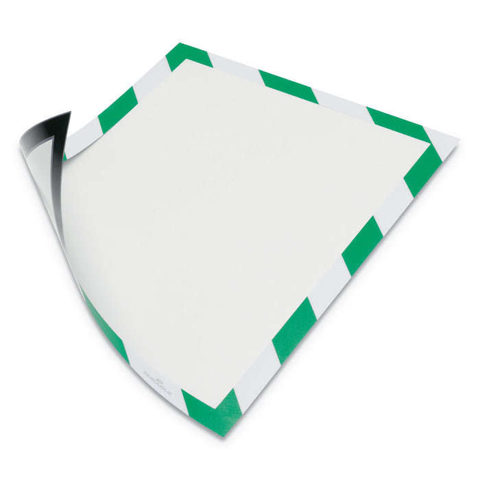 DURAFRAME Security Magnetic Sign Holder, 8 1/2" x 11", Green/White Frame, 2/Pack