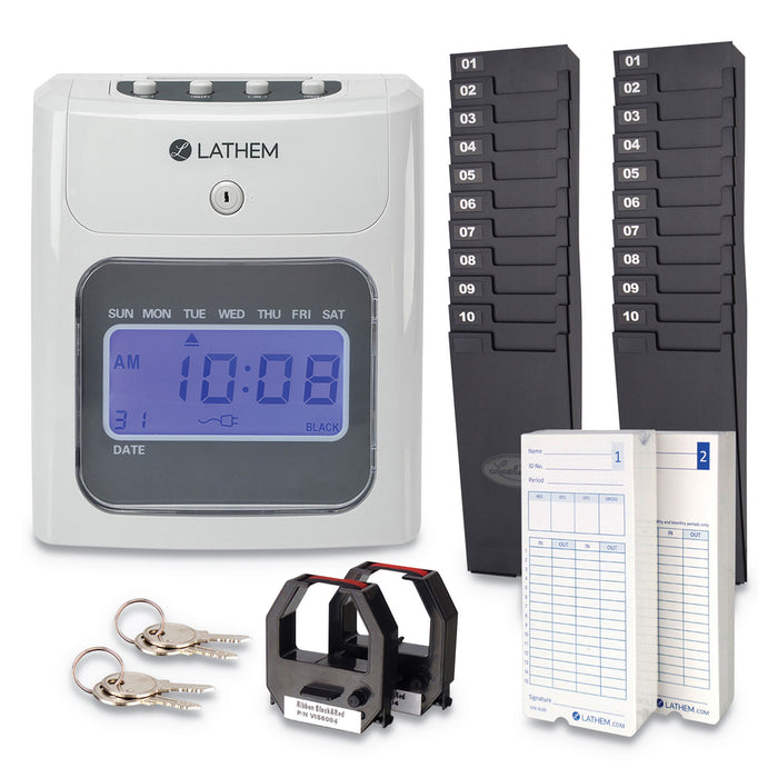 400E Top-Feed Time Clock Bundle, White