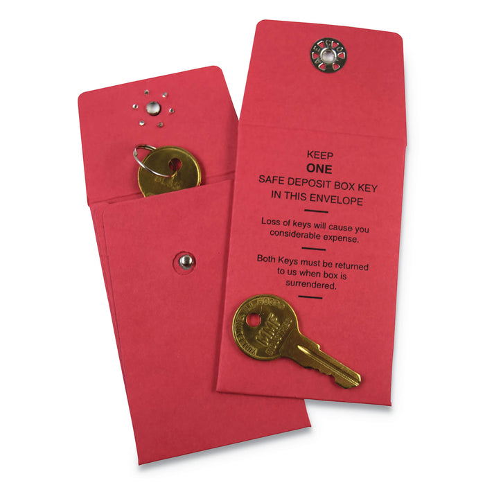 Snap-Lock Vault Key Envelopes, 2.25" x 3.5", Red, 250/Box