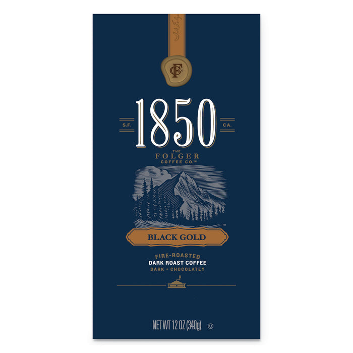 Coffee, Black Gold, Dark Roast, Whole Bean, 12 oz Bag, 6/Carton