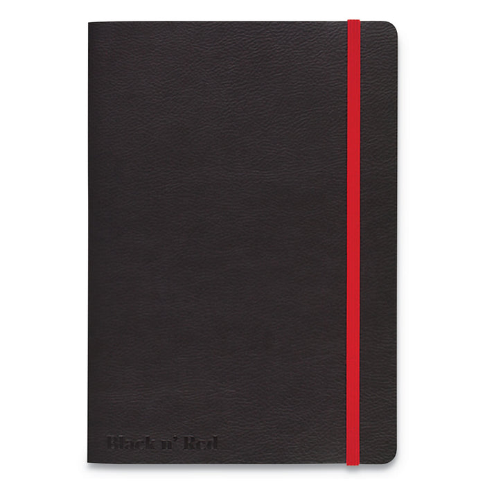 Flexible Casebound Notebooks, 1 Subject, Wide/Legal Rule, Black/Red Cover, 8.25 x 5.75, 72 Sheets