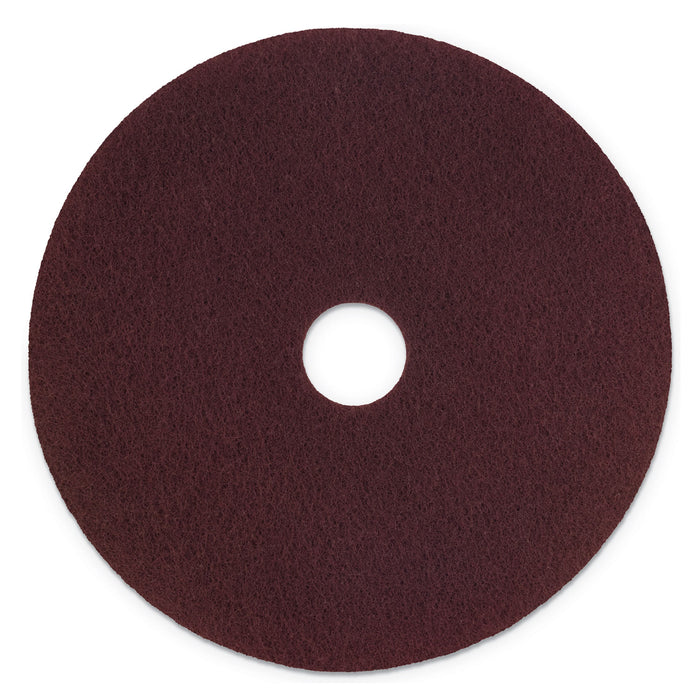 Surface Preparation Pad Plus, 17" Diameter, Maroon, 5/Carton