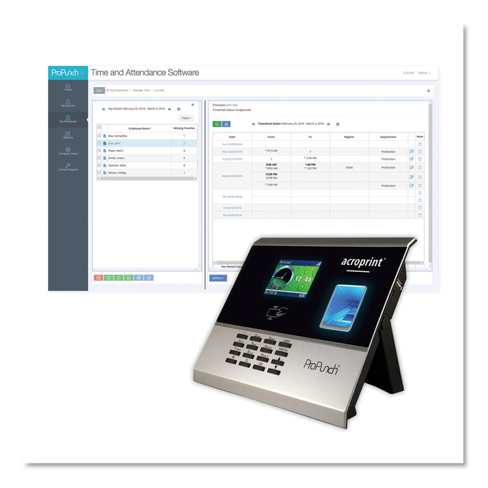 ProPunch Biometric Bundle, Automatic, 3000 Employees, Black