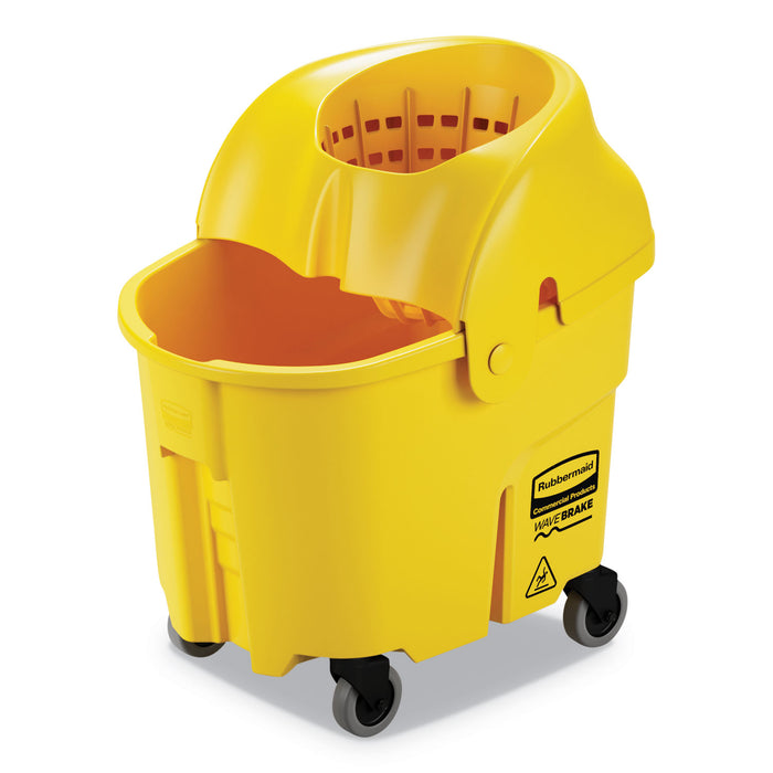 WaveBrake 2.0 Bucket/Wringer Combos, Down-Press, 35 qt, Plastic, Yellow