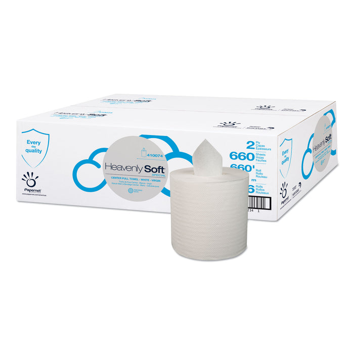 Heavenly Soft Center-Pull Towel, 7.6" x 12", White, 6 Rolls/Carton