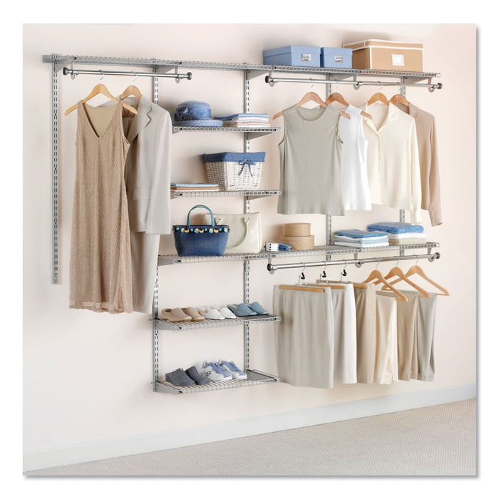 Configurations Custom Closet Deluxe Kit, 9 Shelves, 48" to 96"w x 16"d x 47.5"h, Titanium
