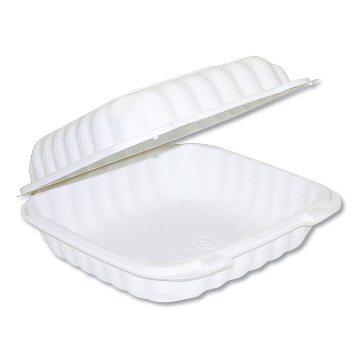 EarthChoice SmartLock Hinged Lid Containers, 1 Compartment, 8 x 8, 32 oz, White, 200/Carton