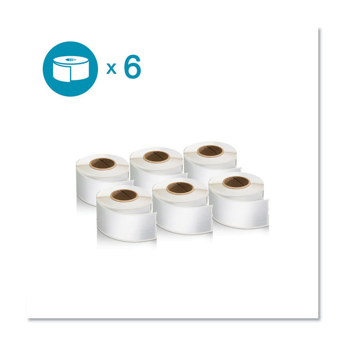 LW 1-Up File Folder, 0.56" x 3.43", White, 130/Roll, 6 Rolls/Pack