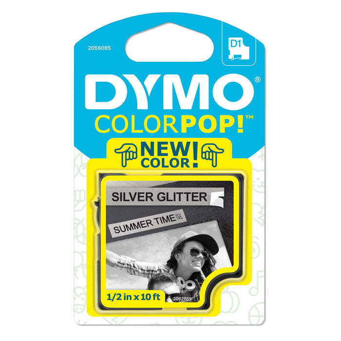 COLORPOP! Label Maker Tape, 0.5" x 10 ft, Black on Silver