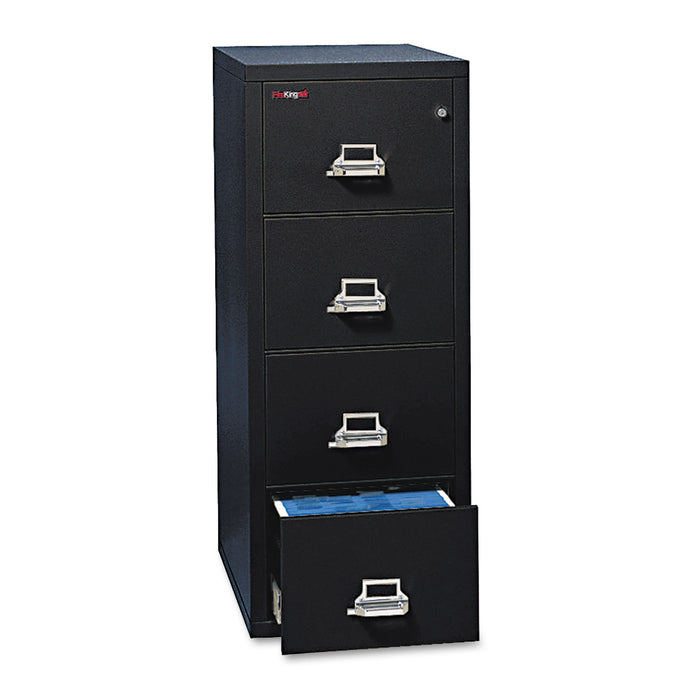 Four-Drawer Vertical File, 17.75w x 31.56d x 52.75h, UL 350° for Fire, Letter, Black