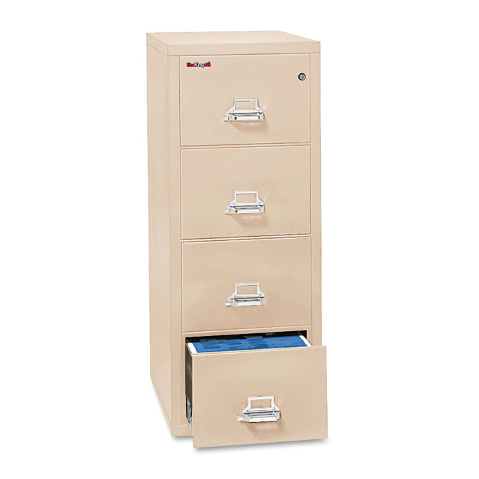 Four-Drawer Vertical File, 17.75w x 31.56d x 52.75h, UL 350° for Fire, Letter, Parchment