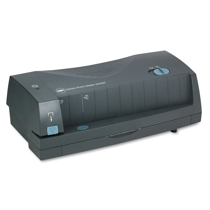 24-Sheet 3230ST Electric 2-to-3-Hole Adjustable Punch/Stapler, 9/32" Holes, Gray