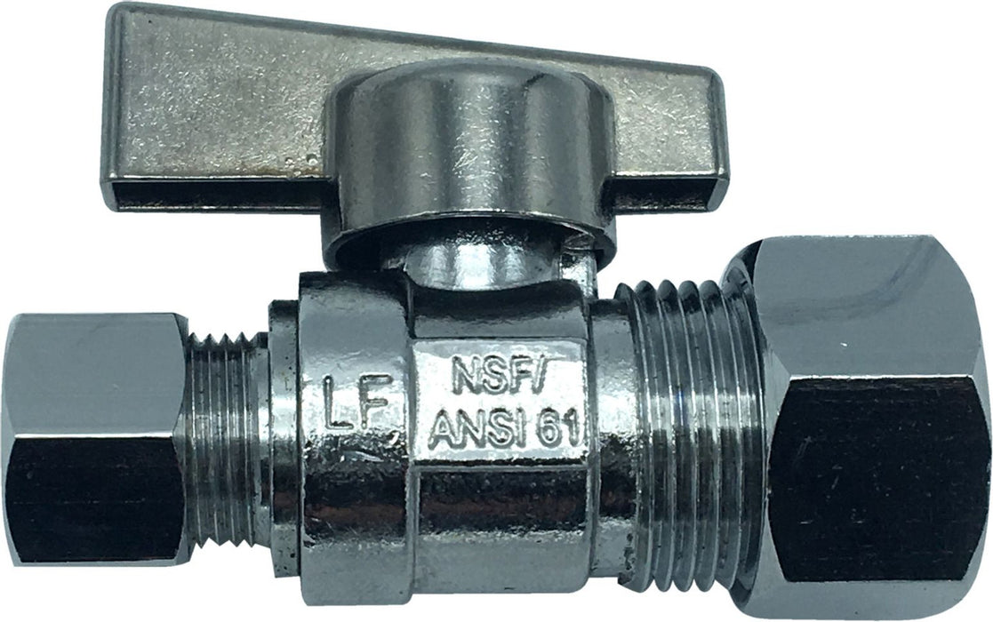 3/8" OD X 1/2" SWT Straight Quarter-Turn Compression Stop (Lead-Free)