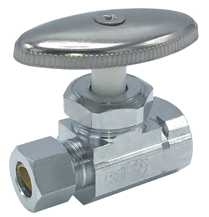 3/8" OD X 5/8" OD Straight Quarter-Turn Compression Stop (Lead-Free)