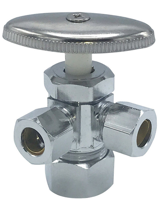 1/4" OD X 3/8" OD X 1/2" SWT Dual Shutoff Stop (Lead-Free)