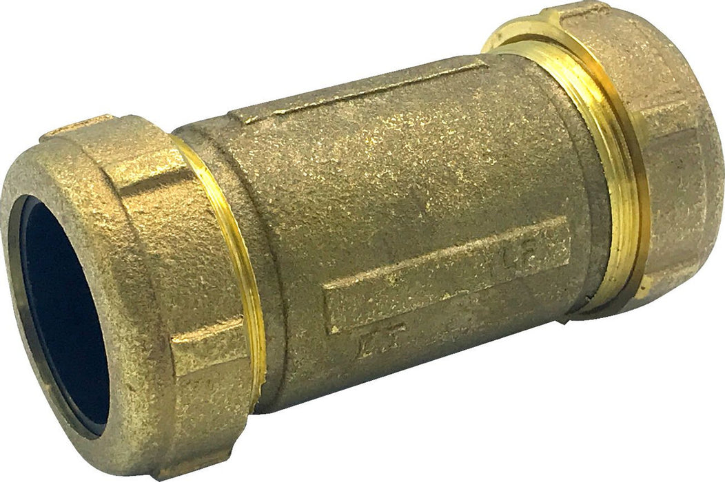 1 1/4" Long Brass Compression Coupling (Lead-Free)