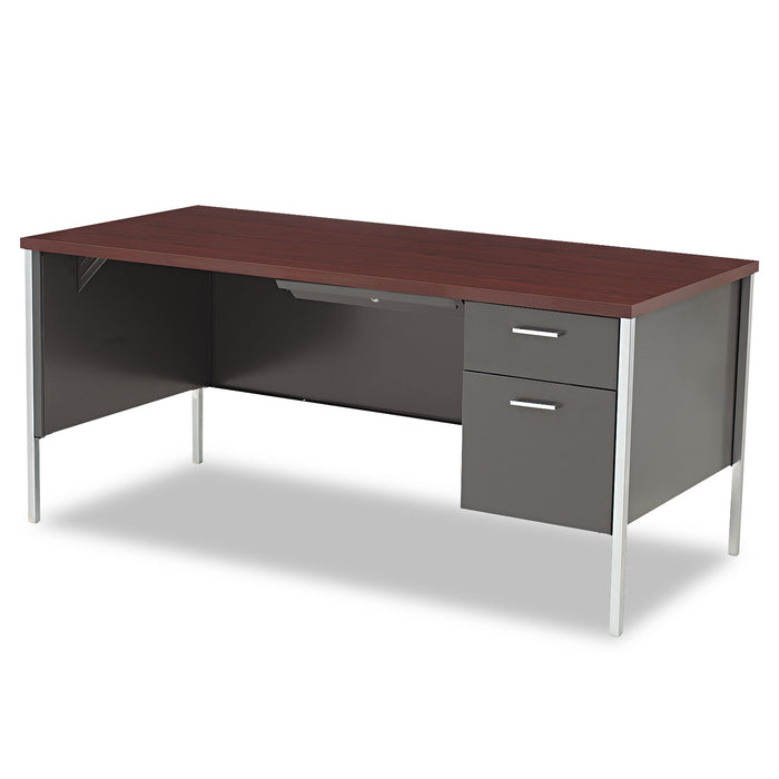 34000 Series Right Pedestal Desk, 66w x 30d x 29.5h, Mahogany/Charcoal