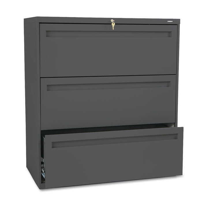 700 Series Three-Drawer Lateral File, 36w x 18d x 39.13h, Charcoal