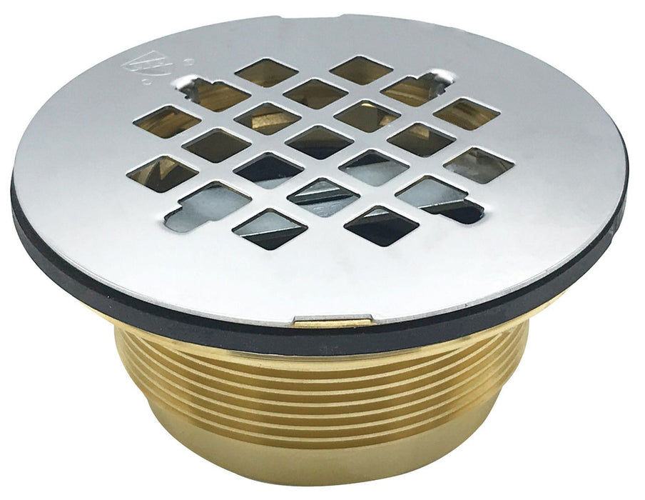 2" No-Caulk Brass Shower Strainer With Jiffy & Grid