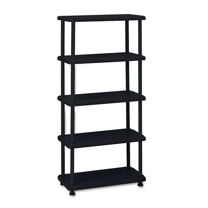 Rough N Ready Five-Shelf Open Storage System, Resin, 36w x 18d x 74h, Black