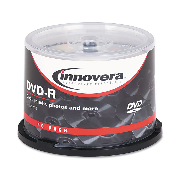 DVD-R Discs, 4.7GB, 16x, Spindle, Silver, 50/Pack