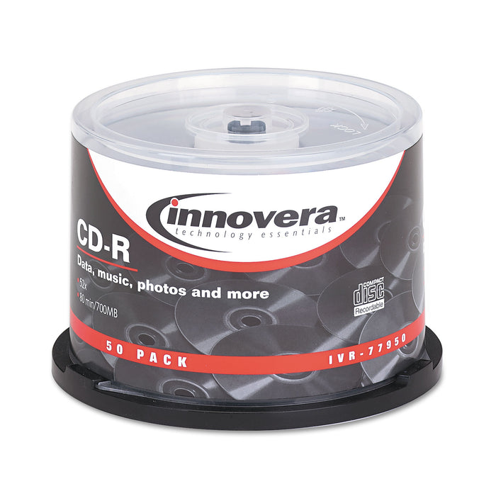 CD-R Discs, 700MB/80min, 52x, Spindle, Silver, 50/Pack