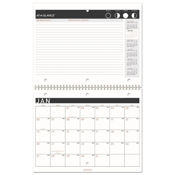 Contemporary Small Monthly Desk/Wall Calendar, 11 x 8 1/2, 2020