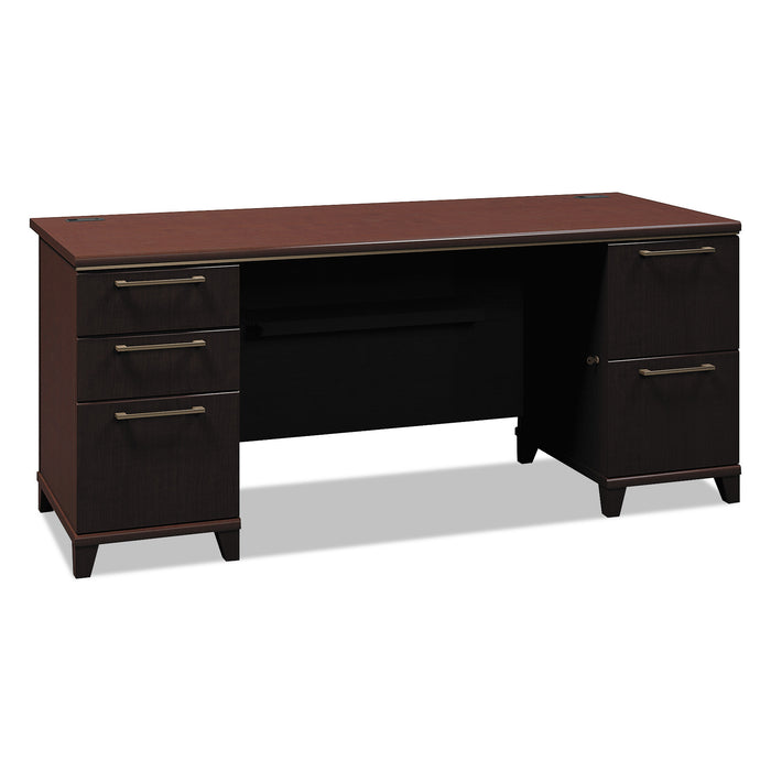 Enterprise Collection 72W Double Pedestal Desk, 70.13w x 28.63d x 29.75h, Mocha Cherry (Box 1 of 2)
