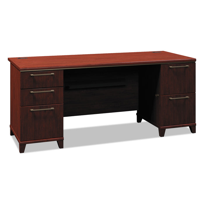 Enterprise Collection 72W Double Pedestal Desk, 70.13w x 28.63d x 29.75h, Harvest Cherry (Box 2 of 2)