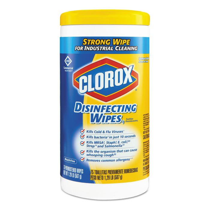 Disinfecting Wipes, 7 x 8, Lemon Fresh, 75/Canister