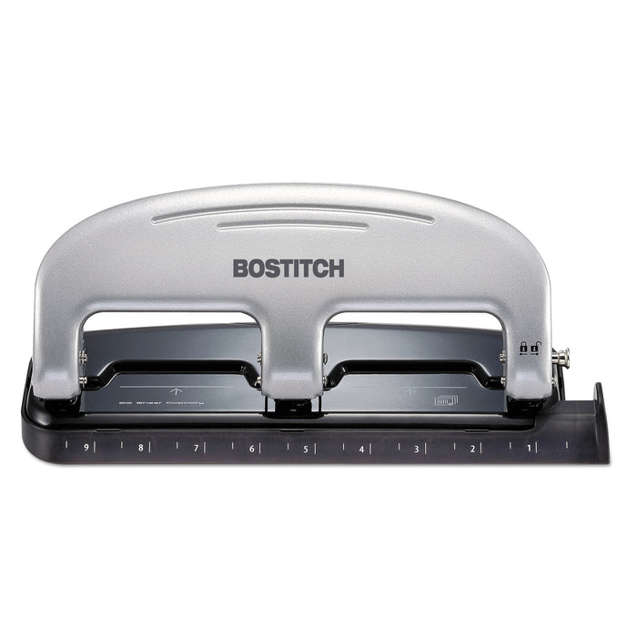 EZ Squeeze Three-Hole Punch, 20-Sheet Capacity, Black/Silver
