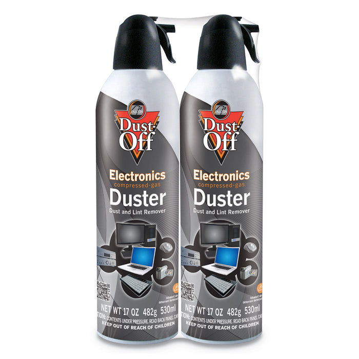 Disposable Compressed Air Duster, 17 oz Cans, 2/Pack