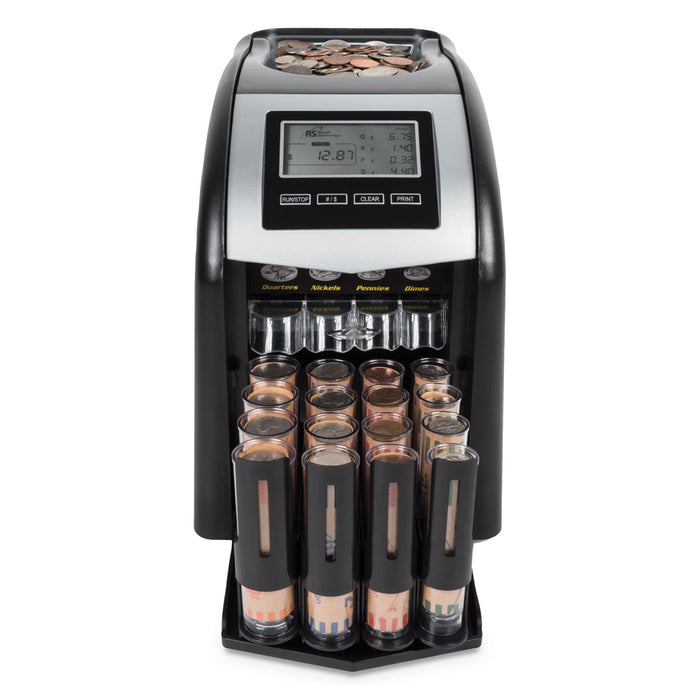 Fast Sort FS-44P Digital Coin Sorter, Pennies Through Quarters, Black/Silver