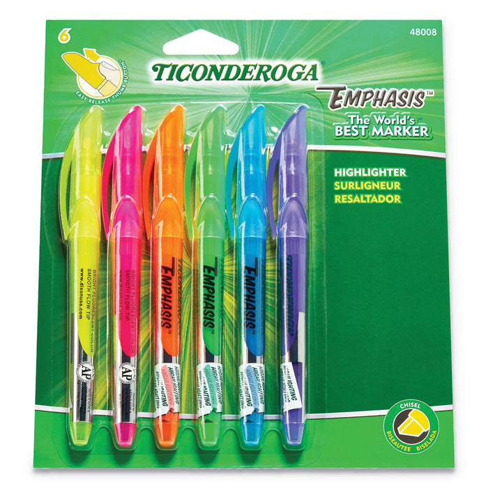 Emphasis Pocket Style Highlighters, Chisel Tip, Assorted Colors, 6/Set