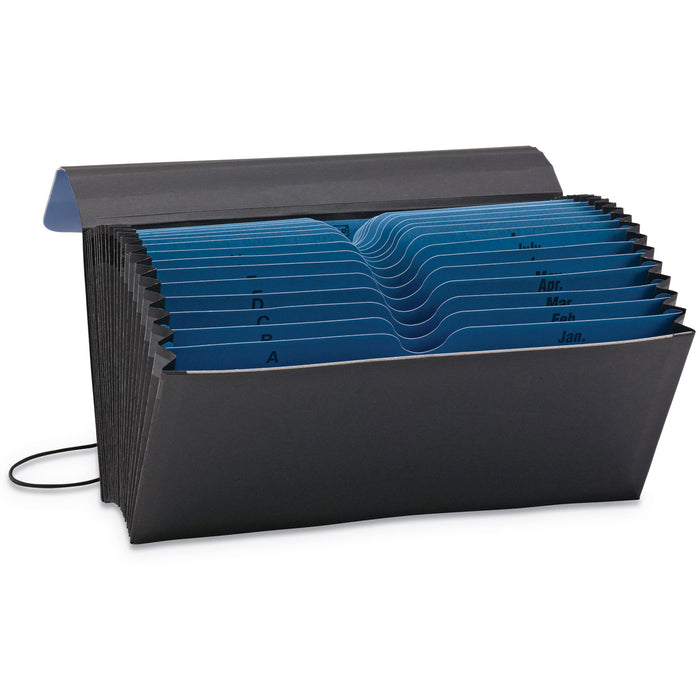 Handy File w/ Pockets for Checks, 21 Sections, 1/2-Cut Tab, Blue/Black