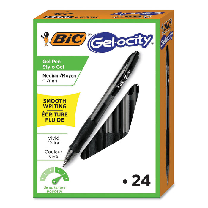 Gel-ocity Retractable Gel Pen, Medium 0.7 mm, Black Ink/Barrel, 24/Pack
