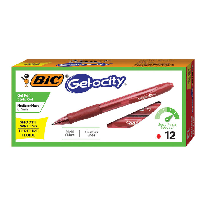 Gel-ocity Retractable Gel Pen, 0.7 mm, Red Ink, Translucent Red Barrel, Dozen