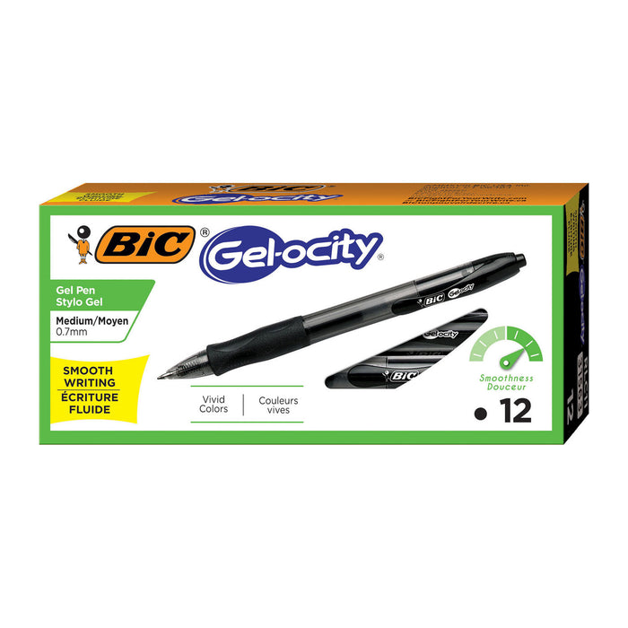 Gel-ocity Retractable Gel Pen, 0.7 mm, Black Ink, Translucent Black Barrel, Dozen