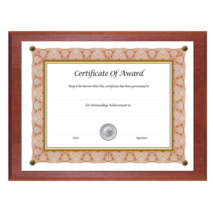Award-A-Plaque Document Holder, Acrylic/Plastic, 10-1/2 x 13, Mahogany