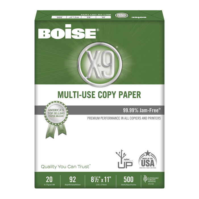 X-9 Multi-Use Copy Paper, 92 Bright, 20lb, 8.5 x 11, White, 500 Sheets/Ream, 10 Reams/Carton