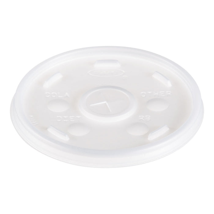Plastic Lids, for 16oz Hot/Cold Foam Cups, Straw-Slot Lid, White, 1000/Carton