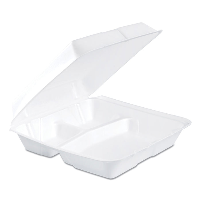 Foam Container, Hinged Lid, 3-Comp, 9 1/2 x 9 1/4 x 3, 200/Carton