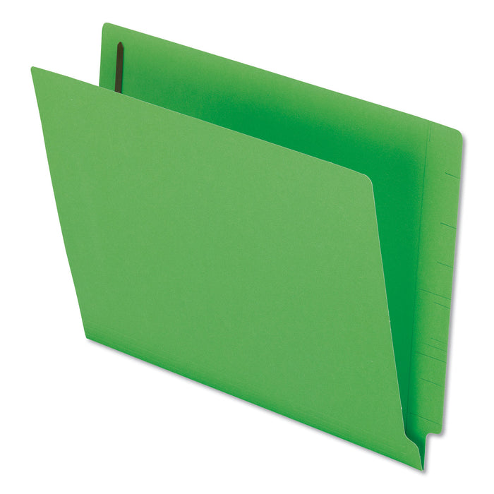 Colored Reinforced End Tab Fasteners Folders, Straight Tab, Letter Size, Green, 50/Box