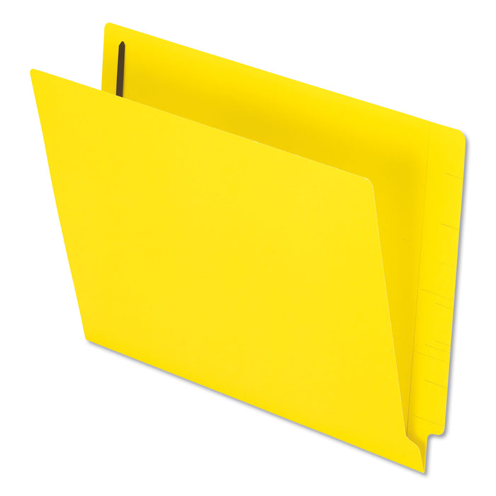 Colored Reinforced End Tab Fasteners Folders, Straight Tab, Letter Size, Yellow, 50/Box