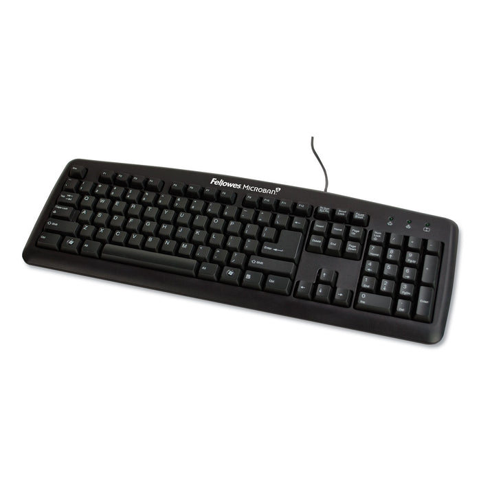 USB Standard Keyboard w/Microban Antimicrobial Protection, 104 Keys, Black