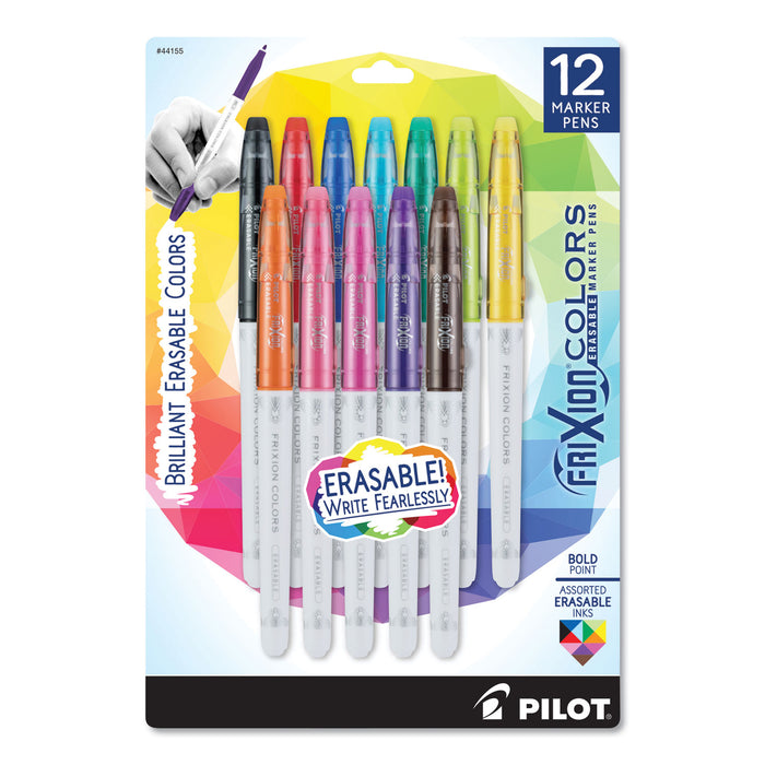 FriXion Colors Erasable Stick Marker Pen, 2.5 mm, Assorted Ink/Barrel, 12/Set