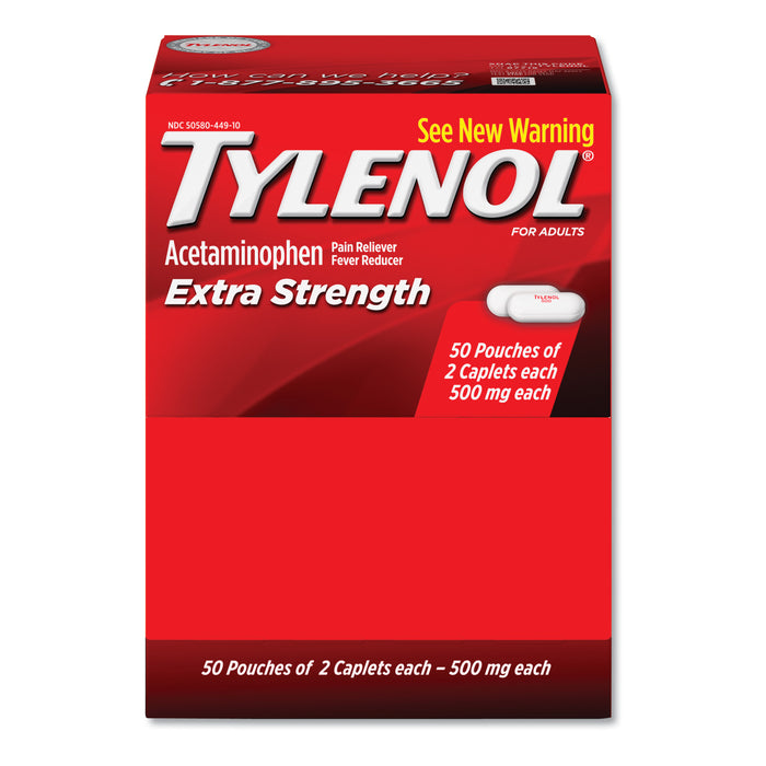 Extra Strength Caplets, Two-Pack, 50 Packs/Box
