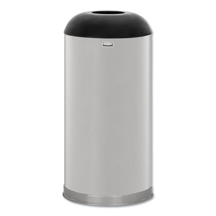 European and Metallic Drop-In Dome Top Receptacle, Round, 15 gal, Satin Stainless