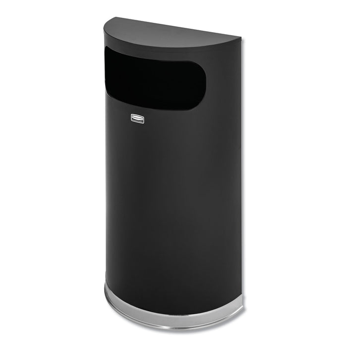 European and Metallic Series Receptacle, Half-Round, 9 gal, Black/Chrome