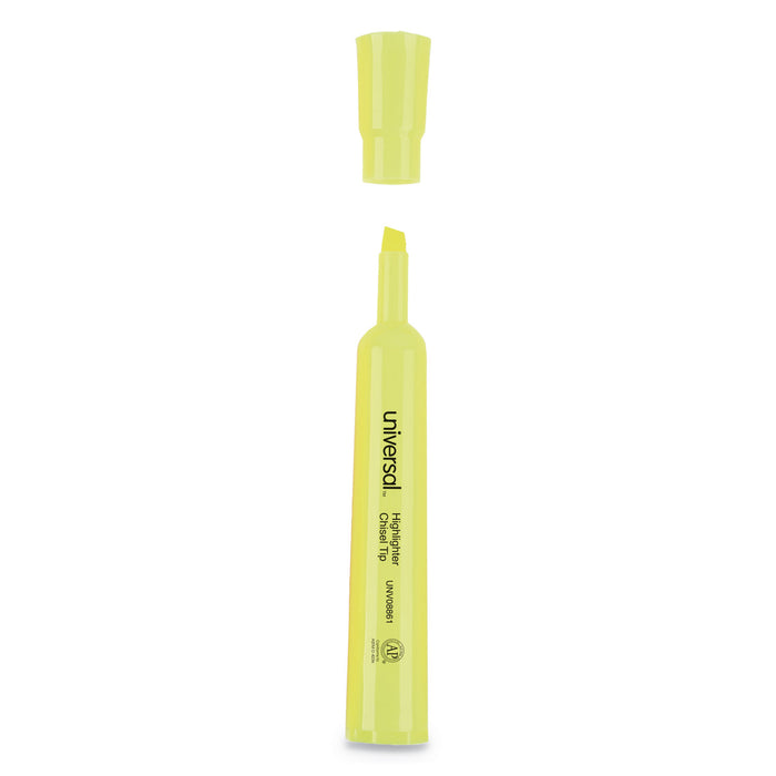 Desk Highlighters, Chisel Tip, Fluorescent Yellow, Dozen
